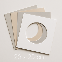 25x25cm Okrągłe Passe-partout 4/8/12 szt. biały przekrój